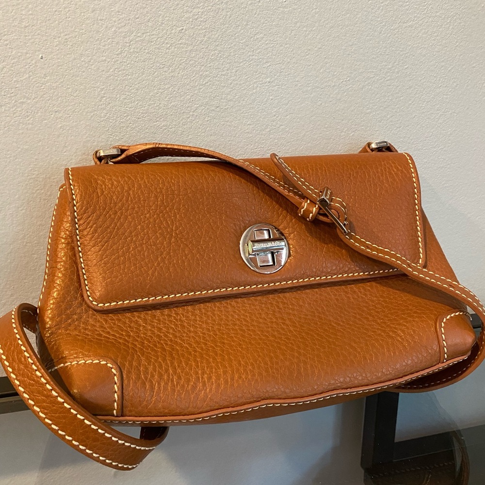 Tiffany & Co Leather Crossbody Bag Caramel Brown with Palladium Plated Hardware